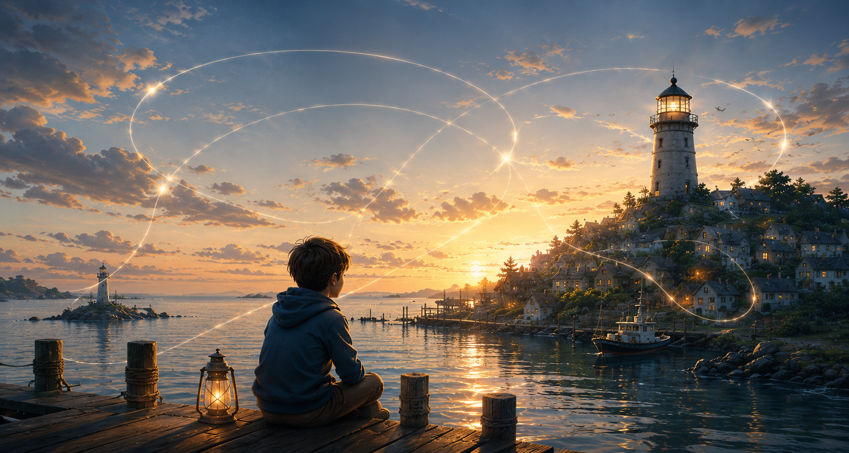 A warm, cinematic AI-native world environment showing persistent memory layers and emotionally grounded storytelling infrastructure.